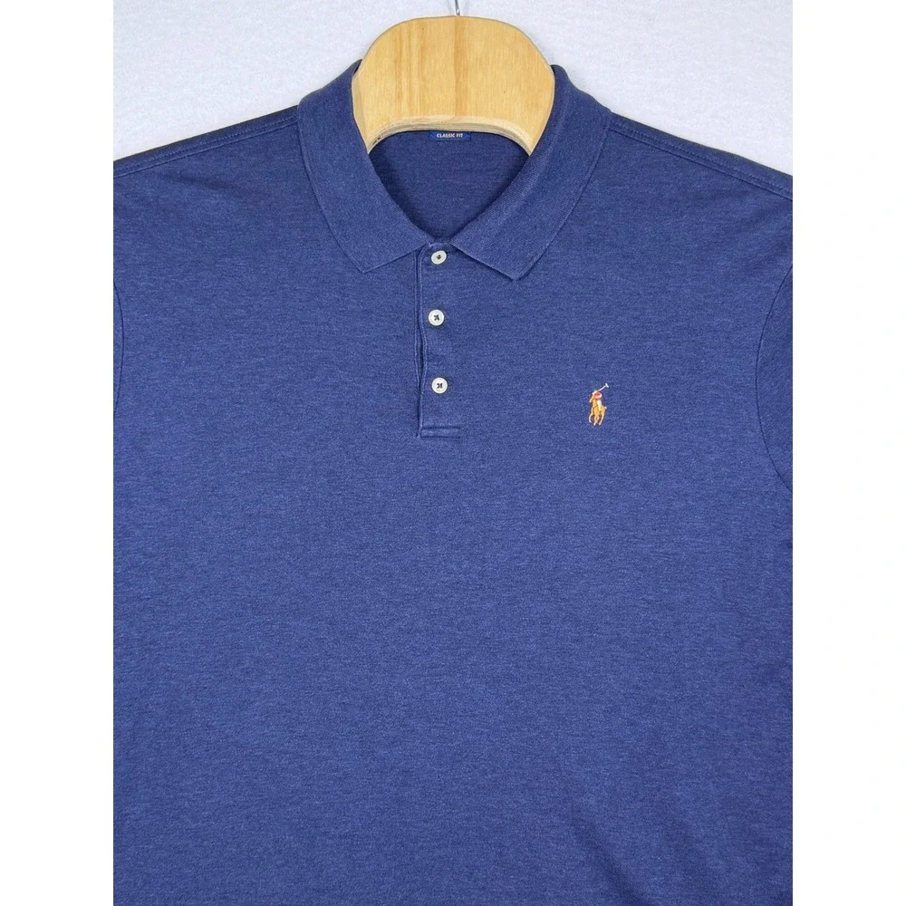 Polo Ralph‎ Lauren Polo Shirt Mens XL Navy Blue Classic Fit Multi-Colored Pony